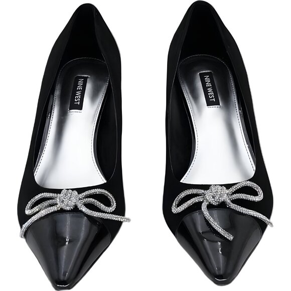 Nine West Wendon Brida Bow Kitten Heel Pumps Black Suede Women's US 9M - Picture 5 of 6
